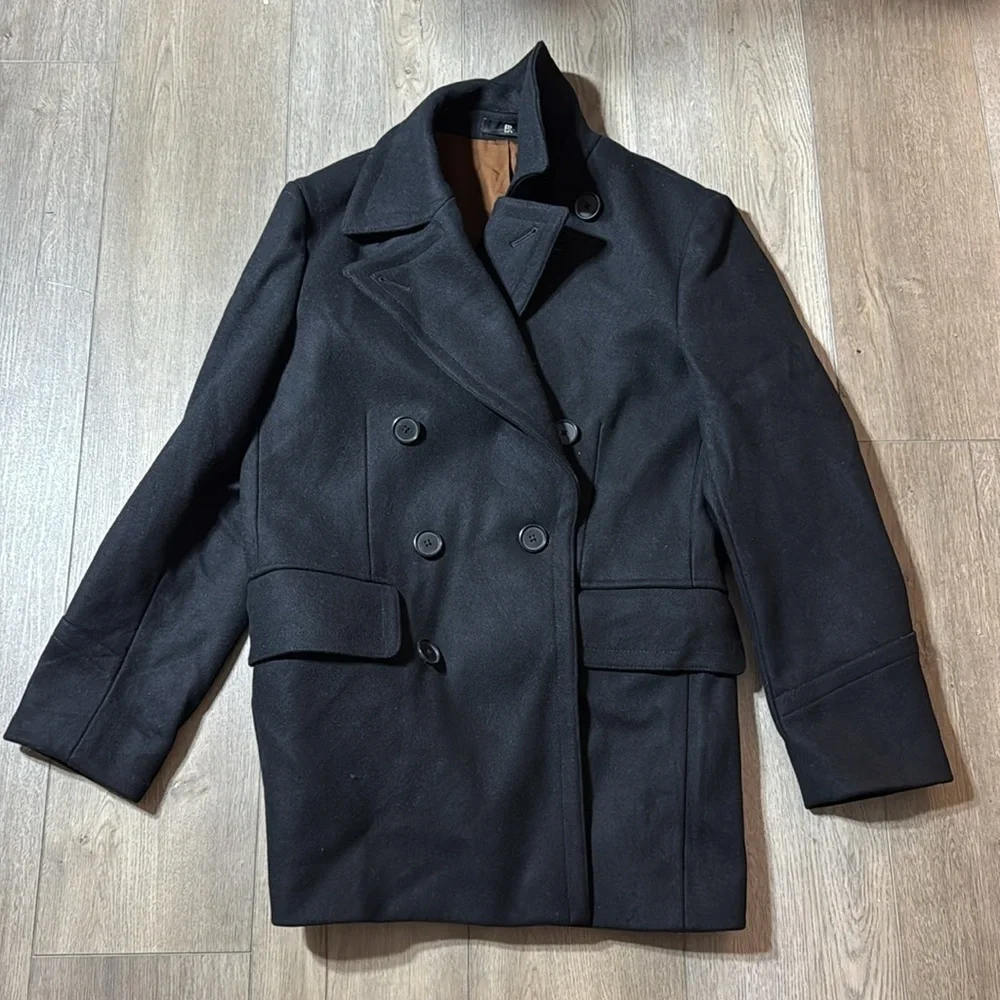 NWT! Banana Republic Black Italian Melton Peacoat - Multiple Sizes